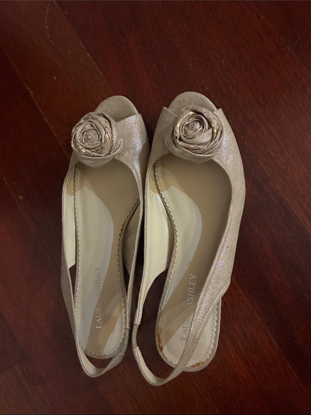 Laura Ashley Champagne Floral Slingback Flats